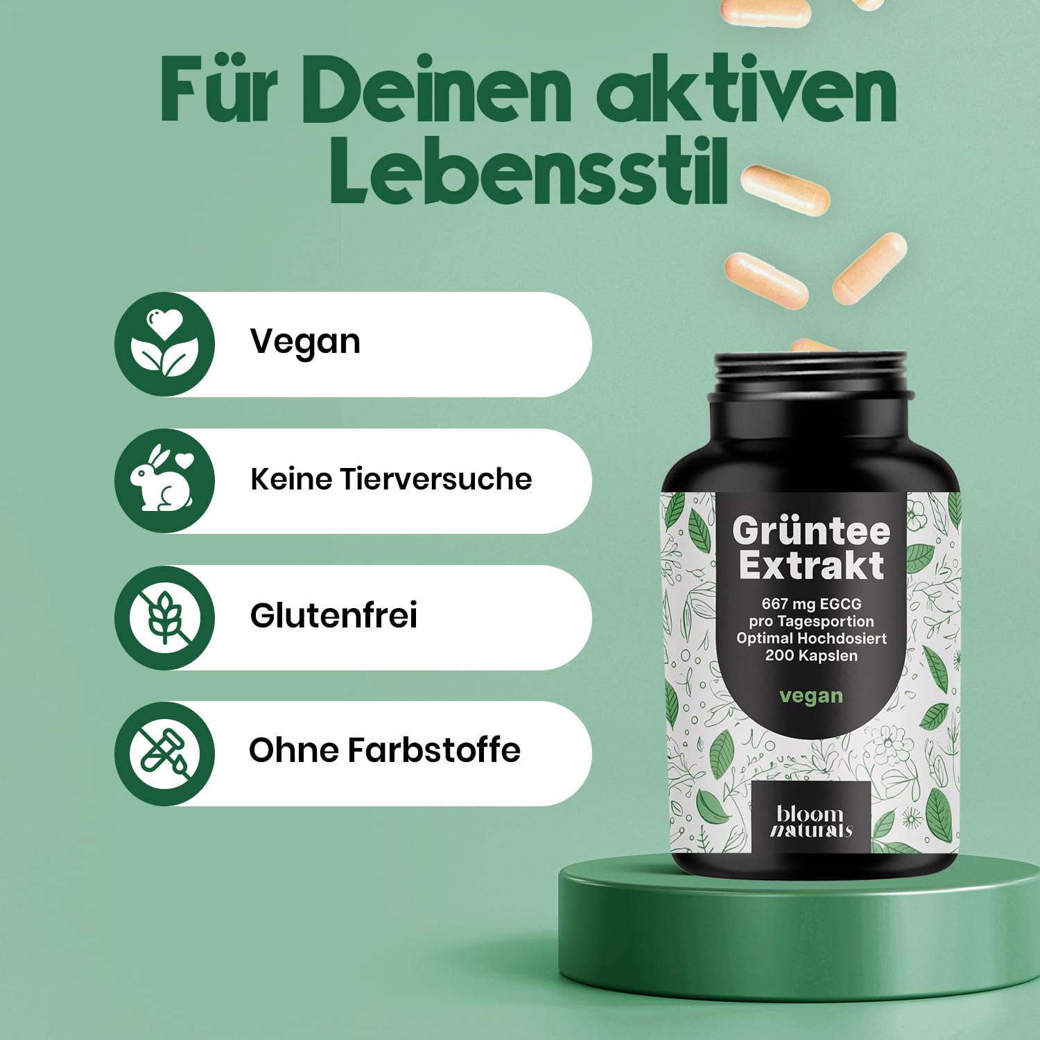 Hochdosierter Grüntee Extrakt 200 Kapseln - Vegan