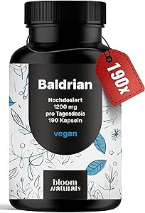 Baldrian Kapseln 600mg - Hochdosiert & Vegan, 190 Stück