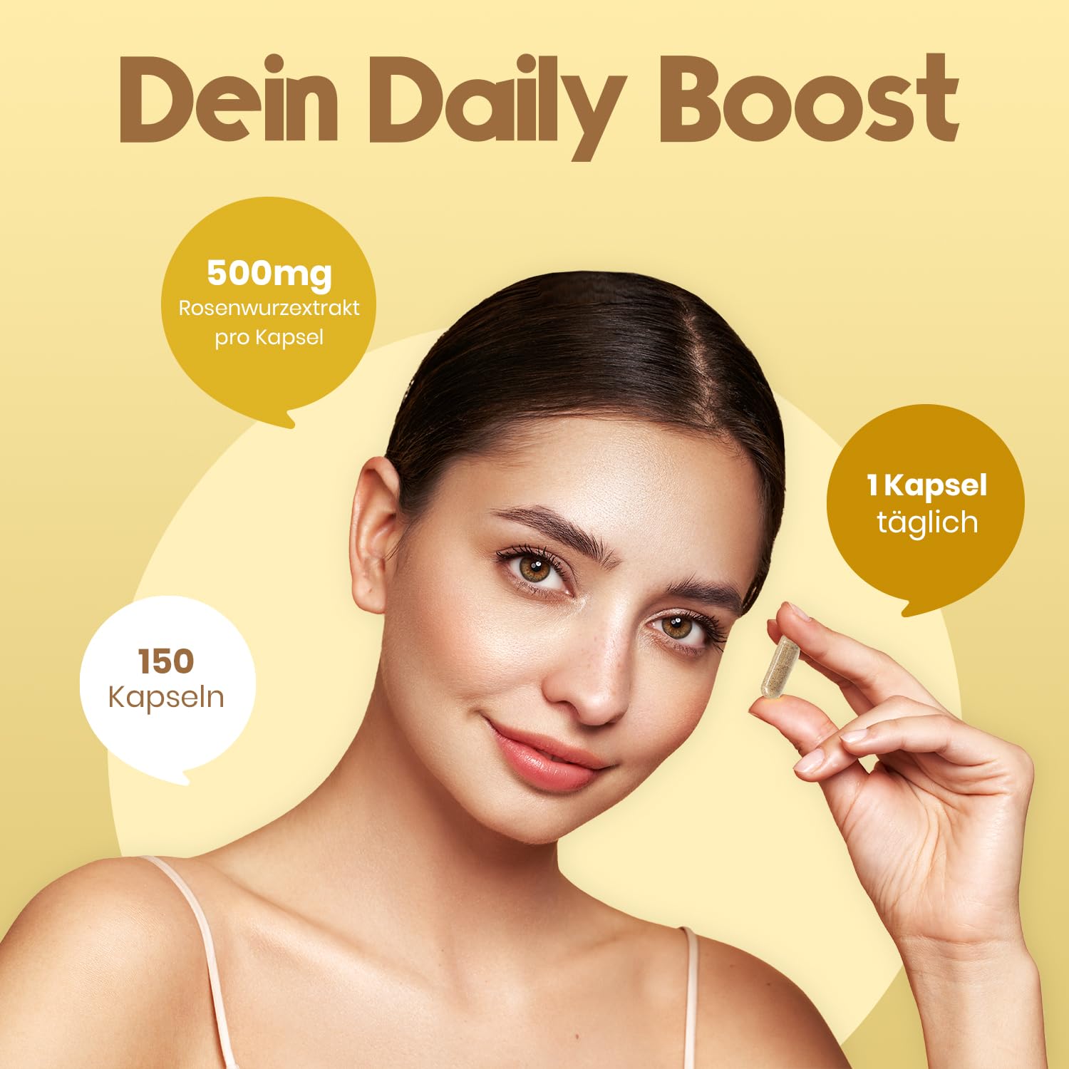 Hochdosierte Rhodiola Rosea Kapseln - 150 Stück - Vegan