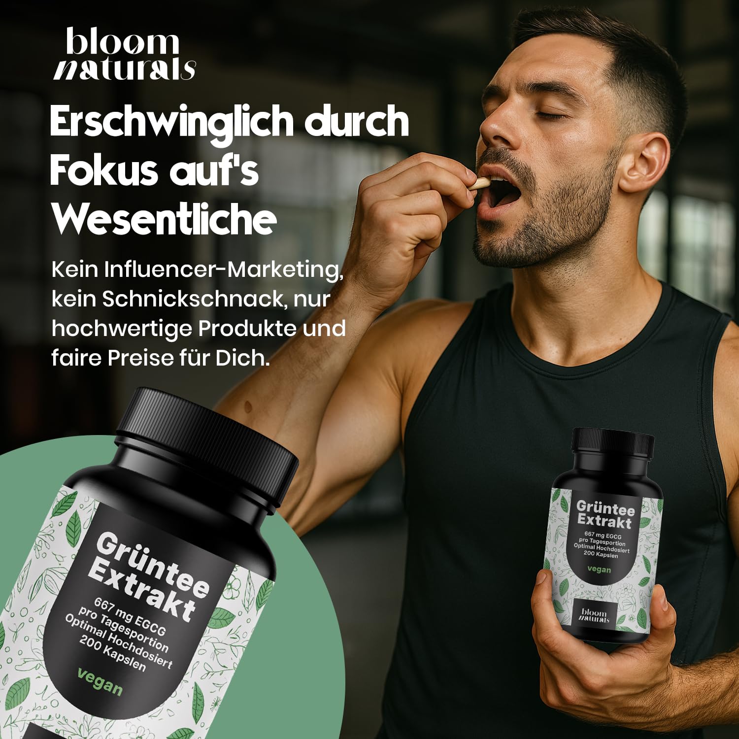 Hochdosierter Grüntee Extrakt 200 Kapseln - Vegan