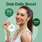 Hochdosierte Ginkgo + Ginseng Tabletten - 400 Stück, Vegan