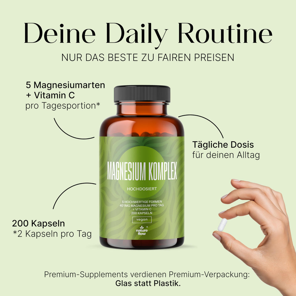 Magnesium Komplex hochdosiert - 200 Kapseln - 400 mg Magnesium pro Tag + Vitamin Bild 2