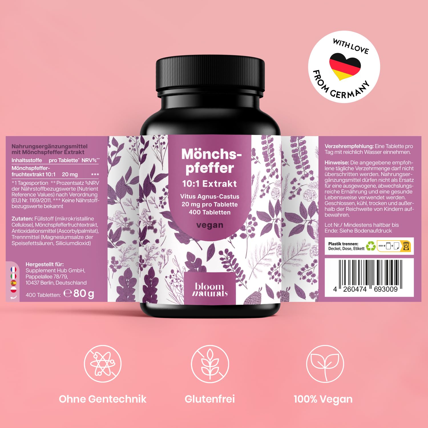 400 Mönchspfeffer Tabletten 20mg - Vegan Frauen Balance