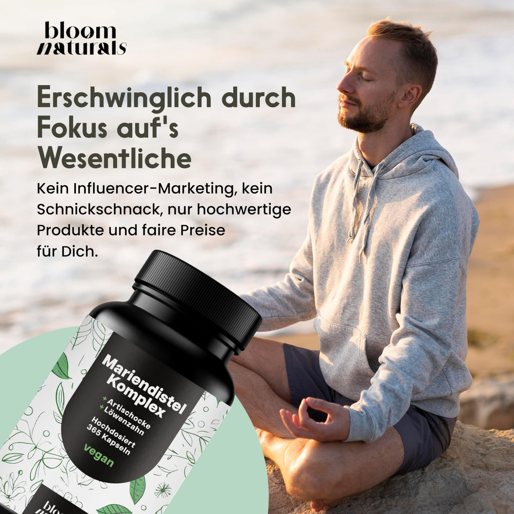 3-in-1 Leberkur: Mariendistel, Artischocke, Löwenzahn - 365 Kapseln