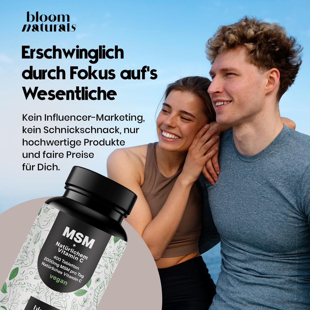 Hochdosierte MSM Tabletten 2000 mg mit Vitamin C - Vegan