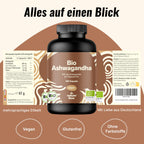 Bio Ashwagandha Kapseln hochdosiert - 180 Kapseln - 600 mg KSM-66®, vegan & prod Bild 5