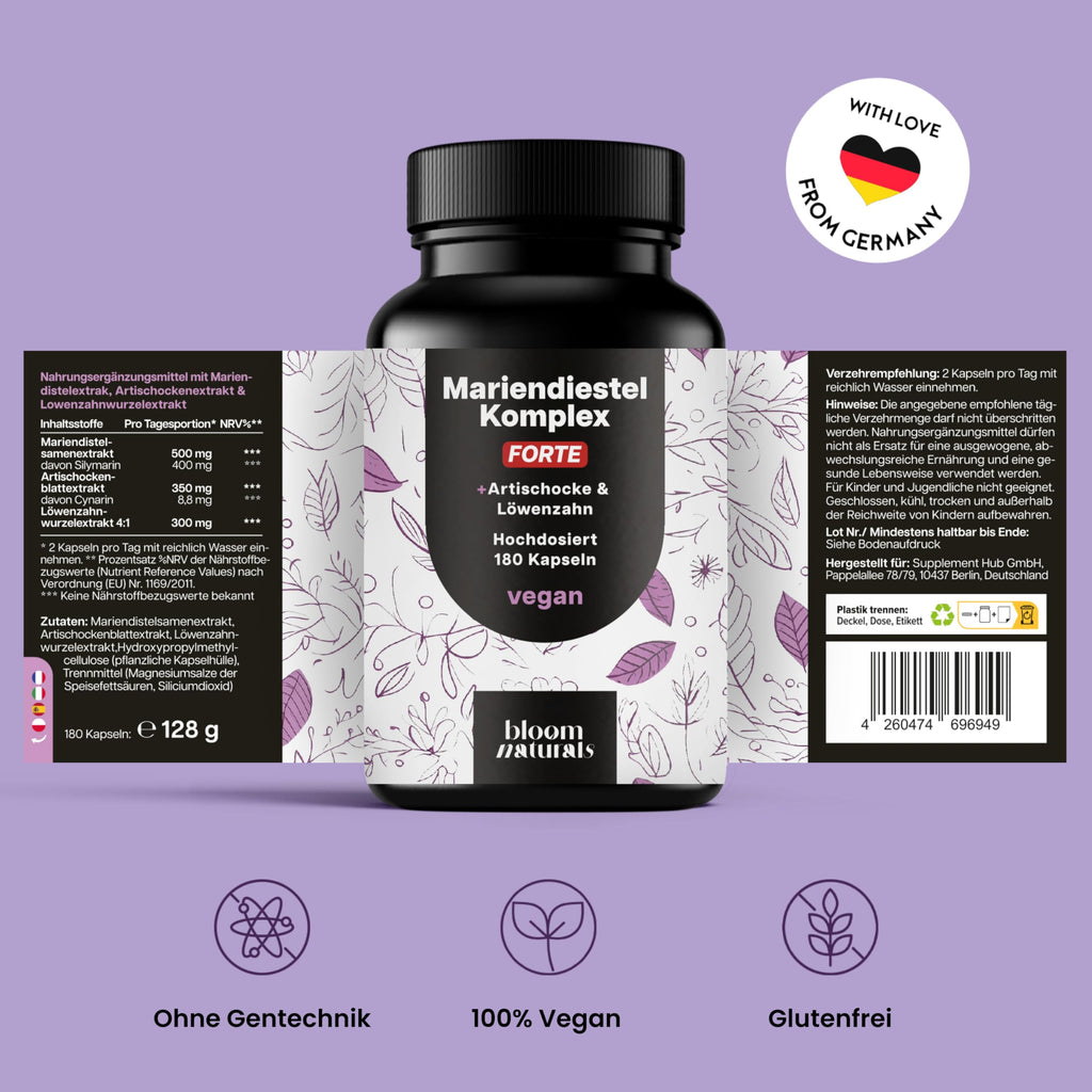 Marien Distel Komplex + Artischocke + Löwenzahn 180 Kapseln