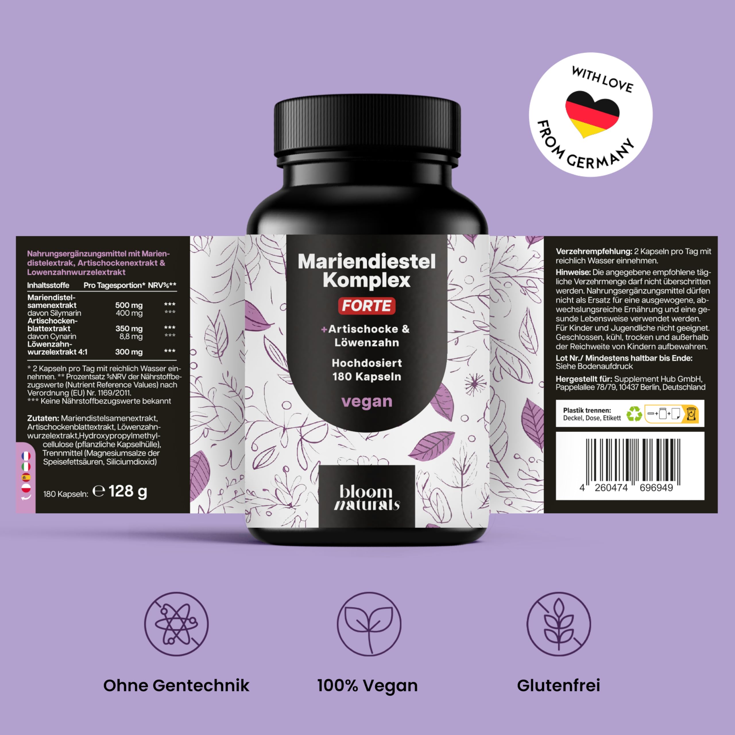 Marien Distel Komplex + Artischocke + Löwenzahn 180 Kapseln