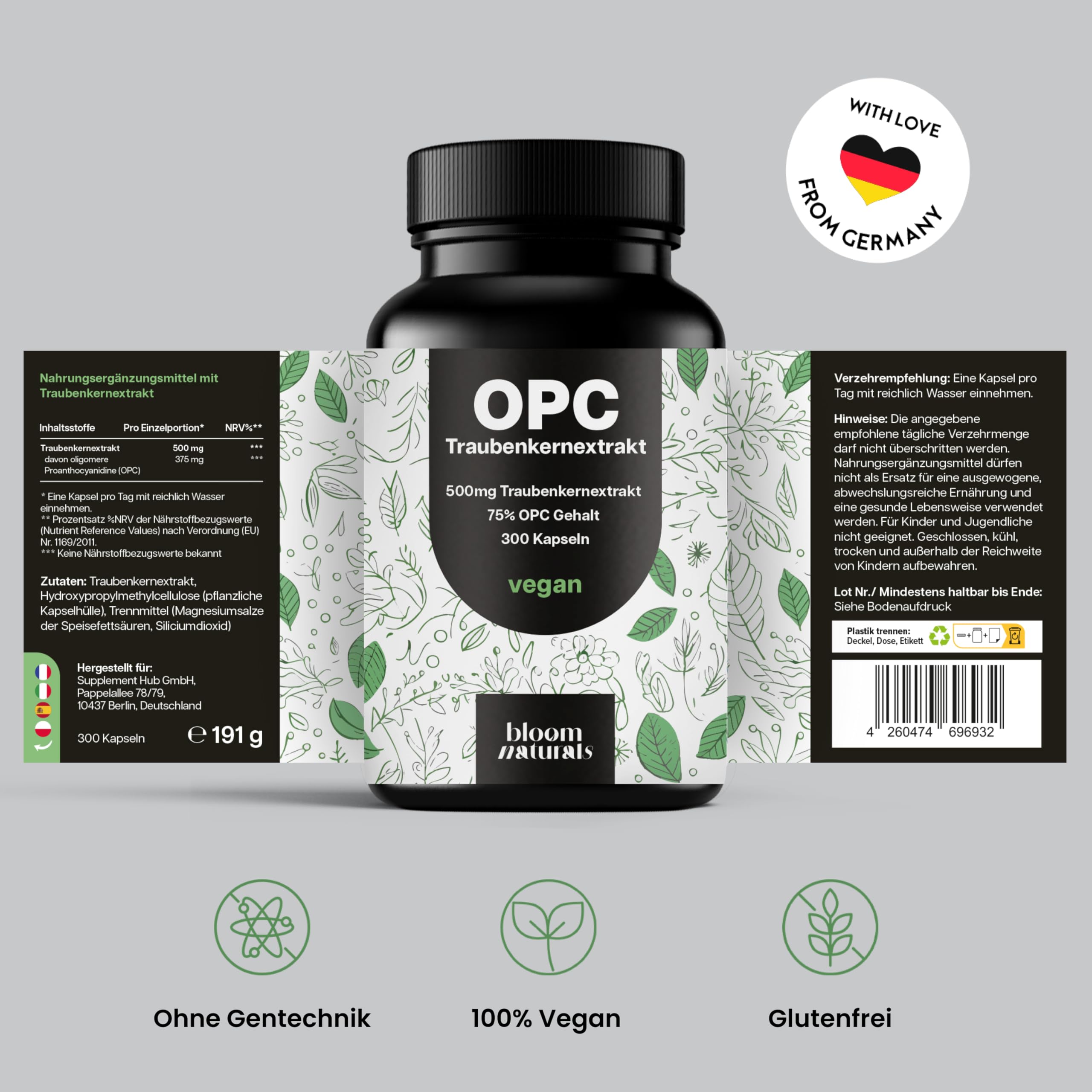 OPC Traubenkernextrakt 300 Kapseln Vegan 700mg hochdosiert