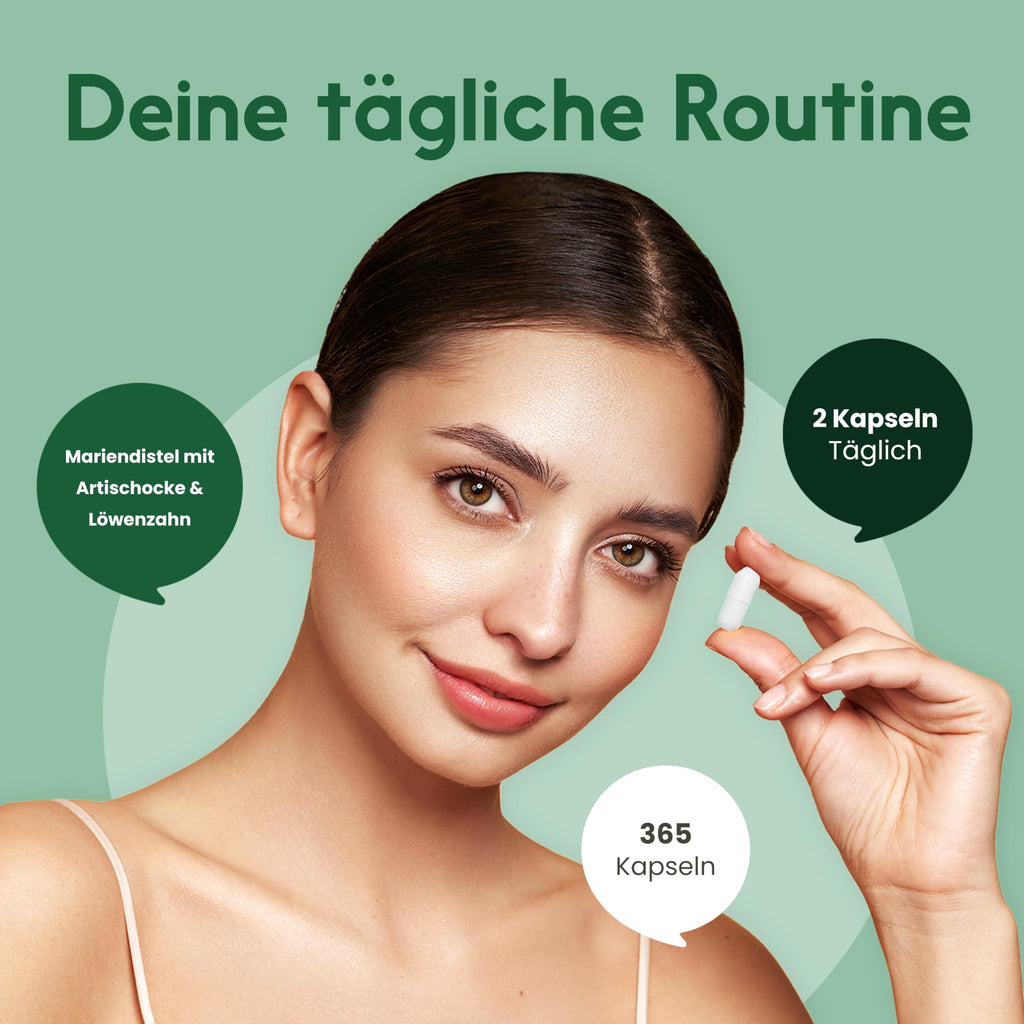 3-in-1 Leberkur: Mariendistel, Artischocke, Löwenzahn - 365 Kapseln