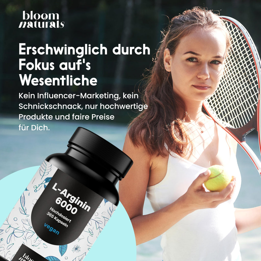 L Arginin Kapseln Hochdosiert - 365 Kapseln - 6000 mg pflanzliches L Arginin HCl Bild 5