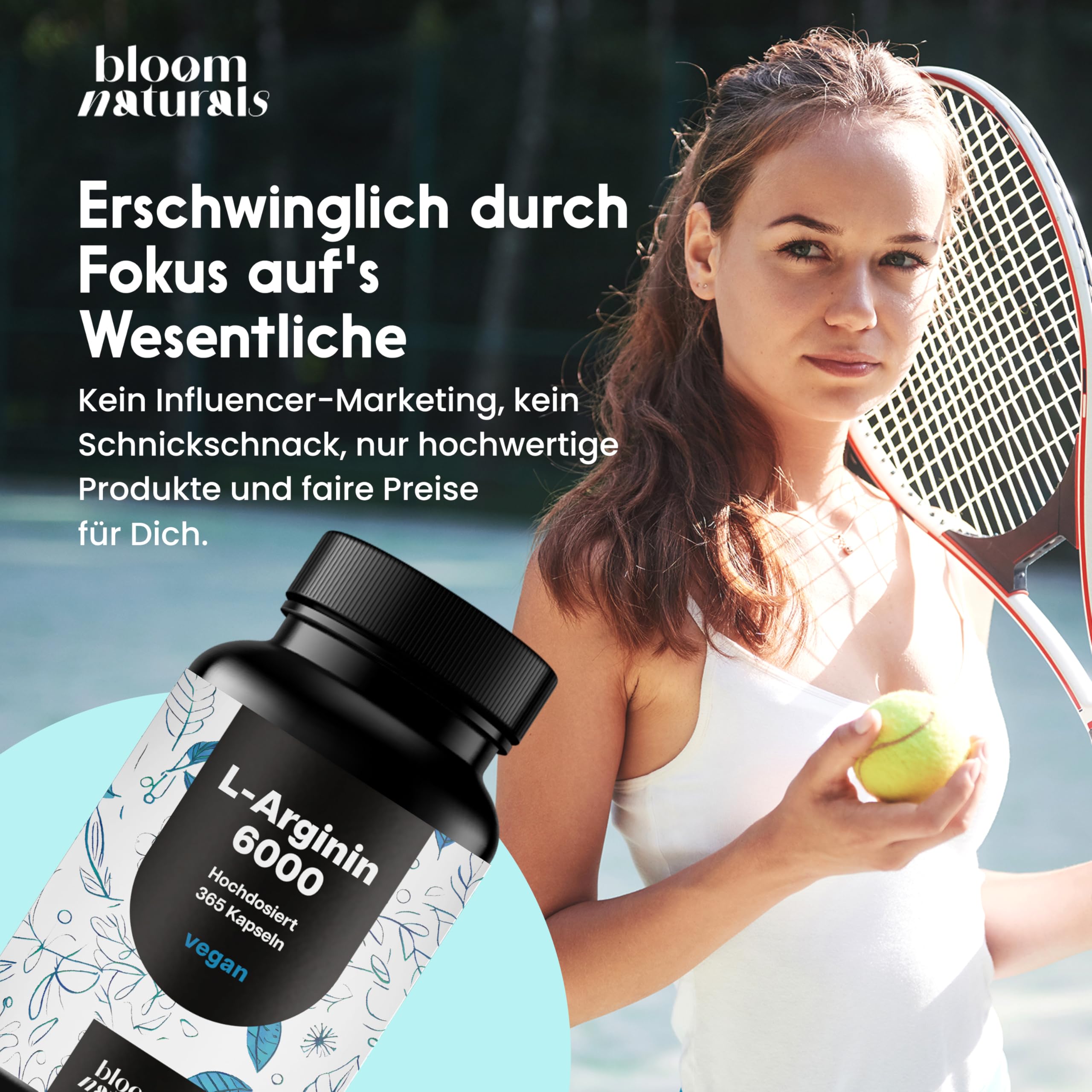 L Arginin Kapseln Hochdosiert - 365 Kapseln - 6000 mg pflanzliches L Arginin HCl Bild 5