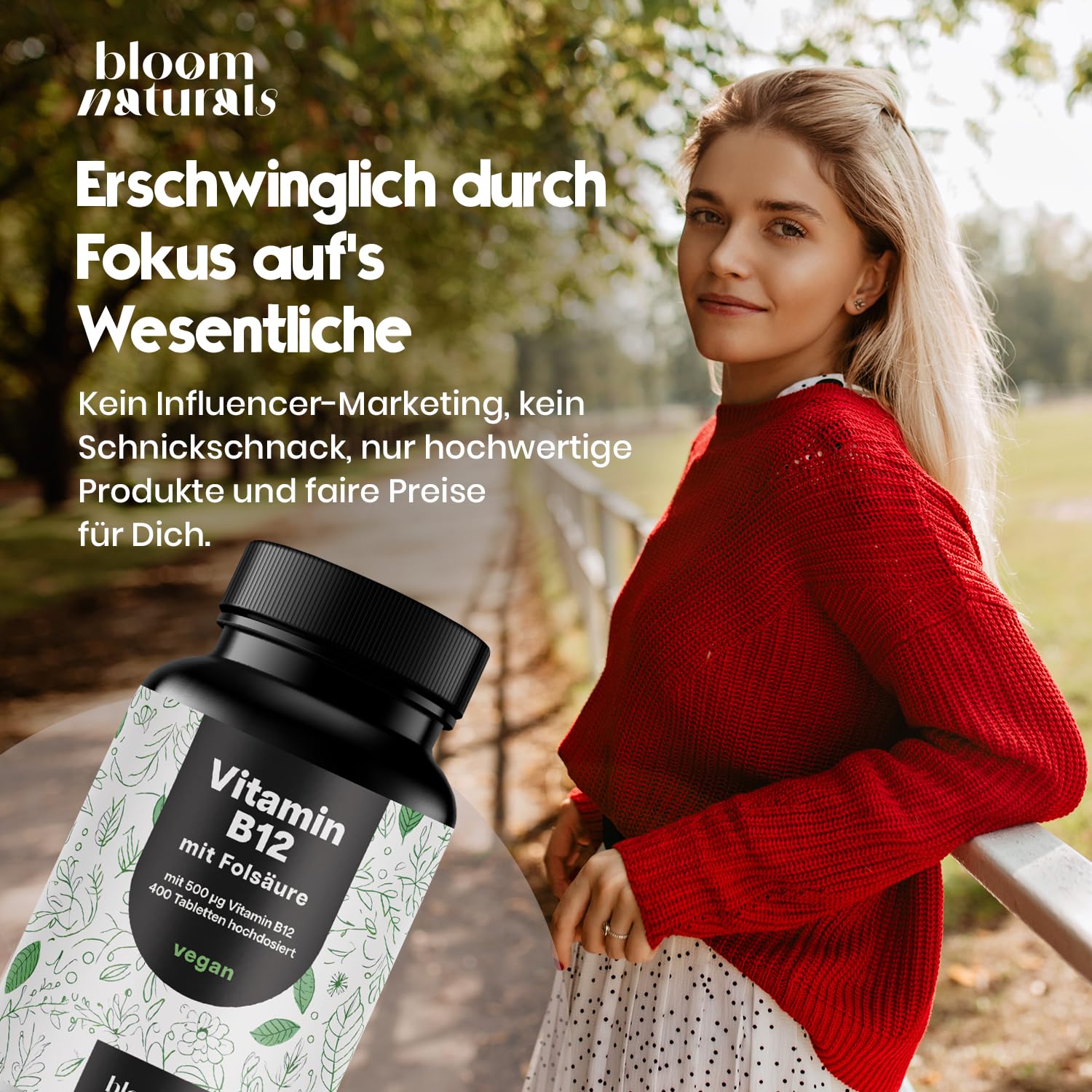Hochdosiertes Vitamin B12 500µg + Folsäure 200µg - 400 Tabletten