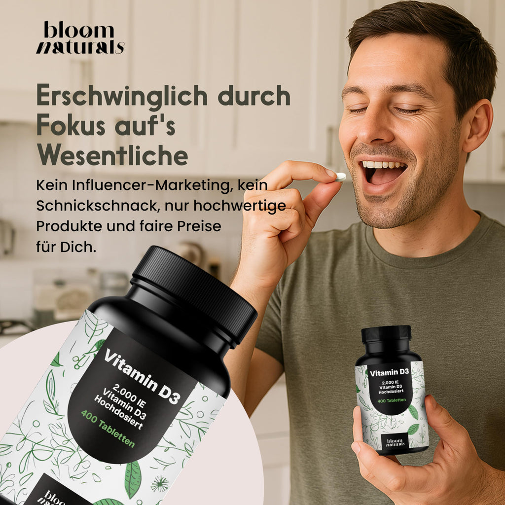 Vitamin D3 2000 IE - 400 Tabletten - Immunsystem & Knochen
