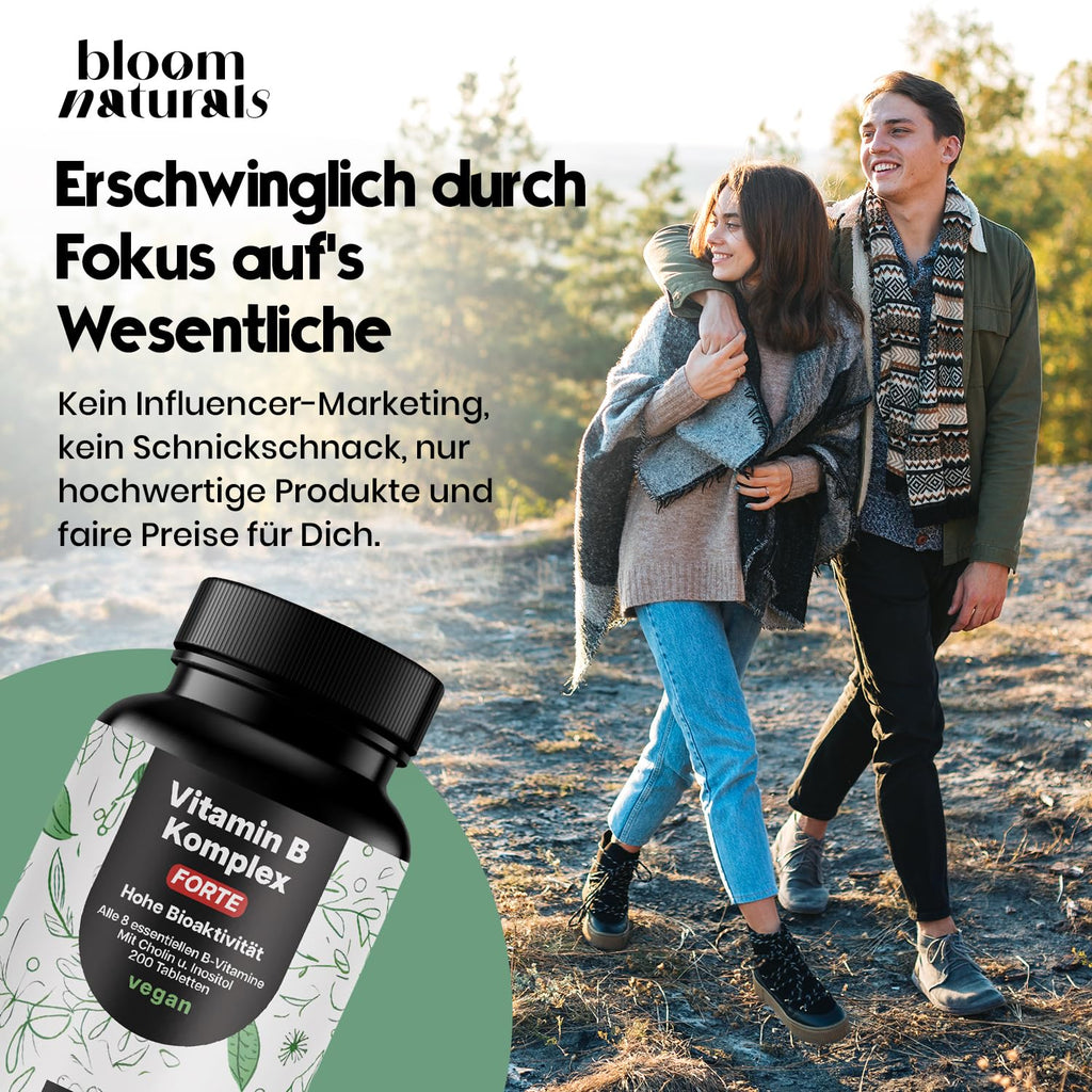 Hochdosiertes B-Komplex - 200 Tabletten - Vegan & Laborgeprüft