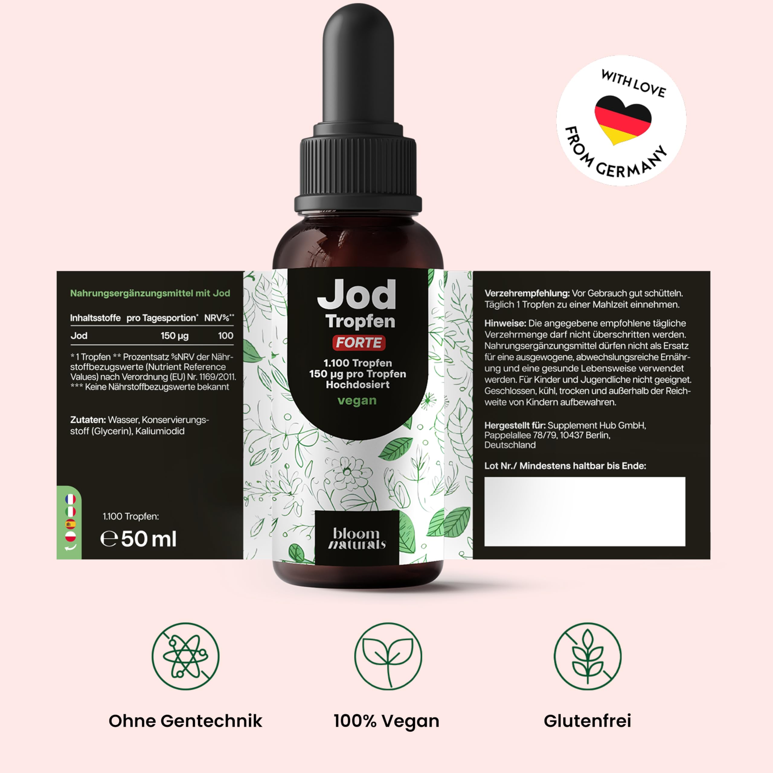 Jod 1.200 Tropfen 150 µg - Hochdosiert & Vegan