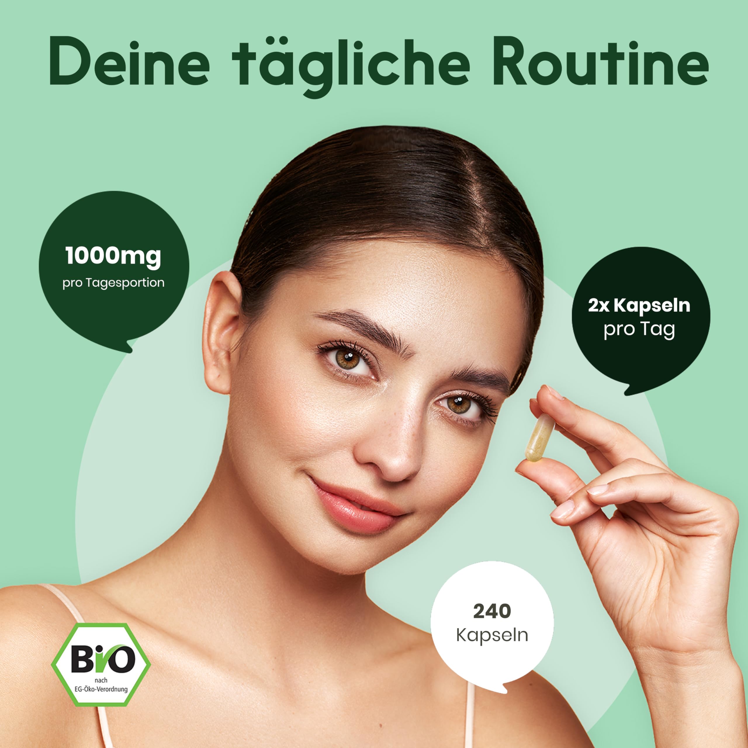 Bio Brennesselkapseln Hochdosiert – 240 vegane Kapseln – 1000 mg Brennnessel pro Bild 3