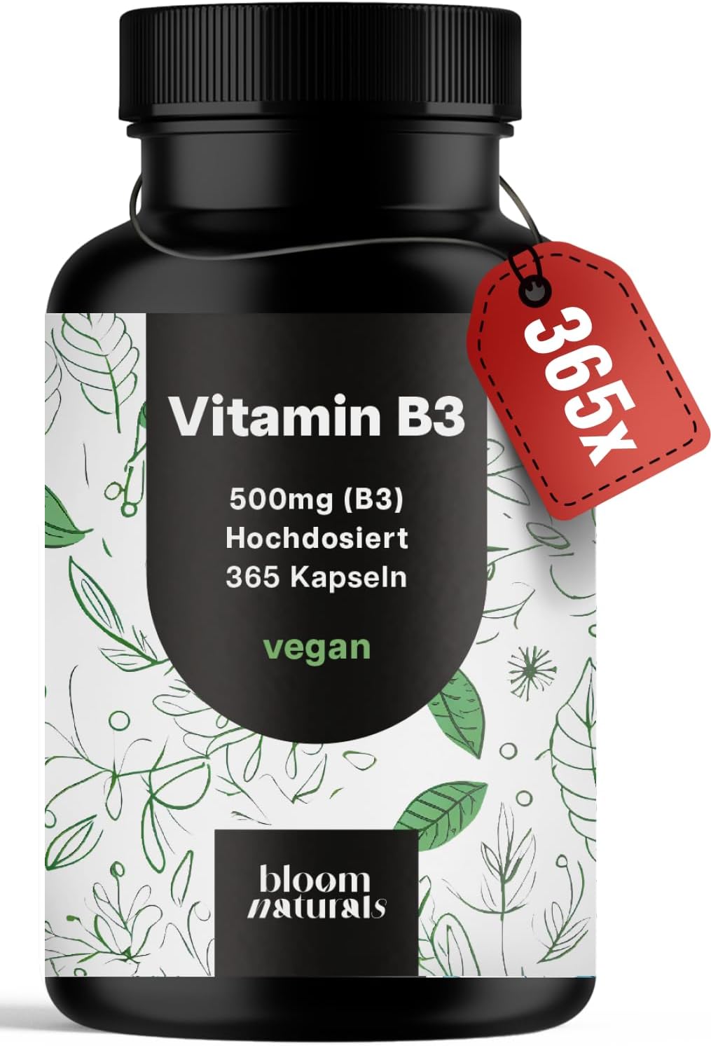 Vitamin B3 365 Kapseln 500mg Nicotinamid (B3) Vegan - Verpackung kann variieren