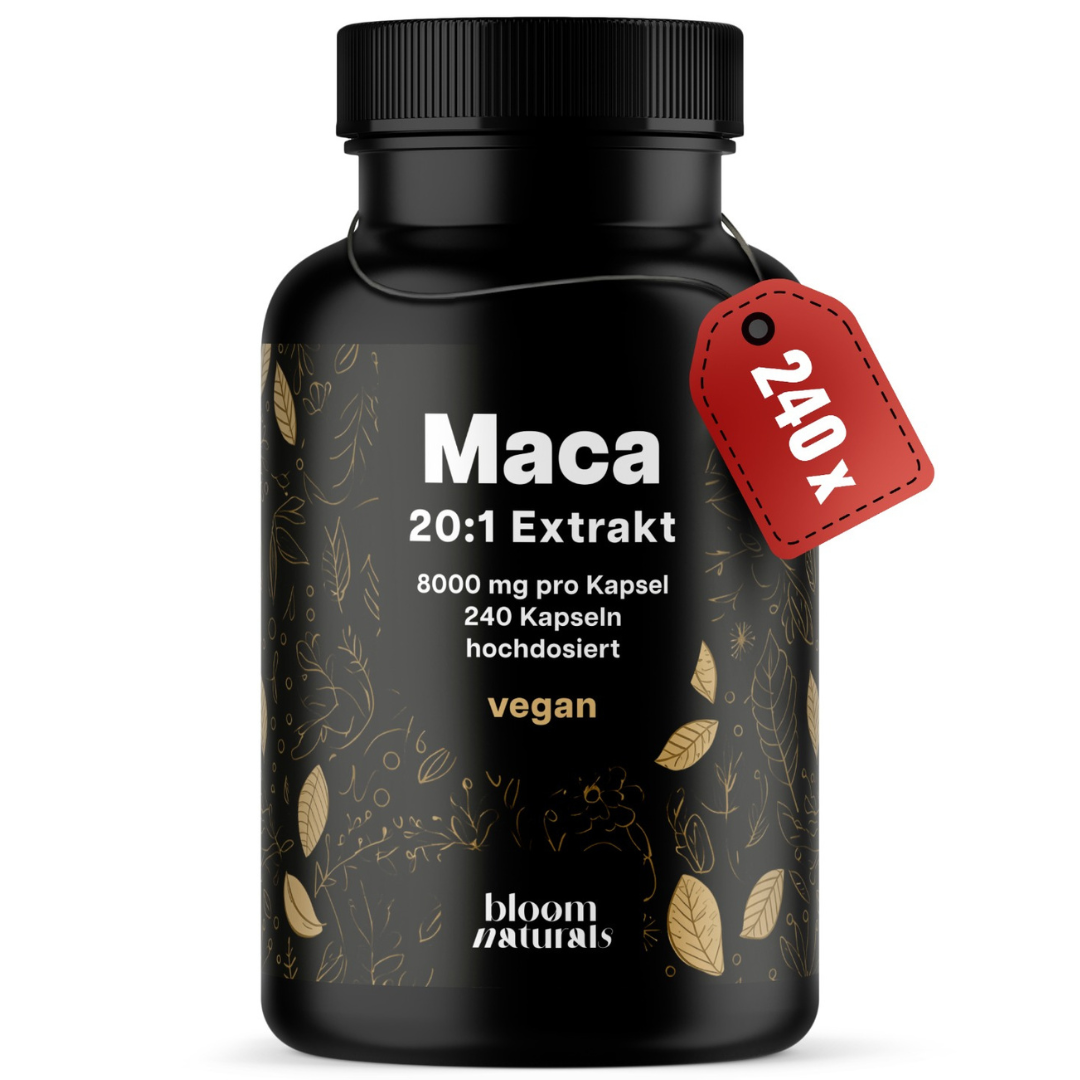 Hochdosierte Maca Kapseln 8000mg - 240 Vegan Kapseln