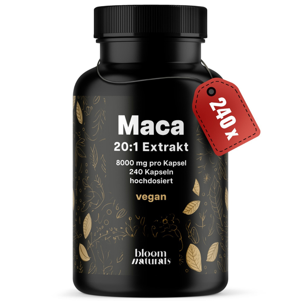 Hochdosierte Maca Kapseln 8000mg - 240 Vegan Kapseln